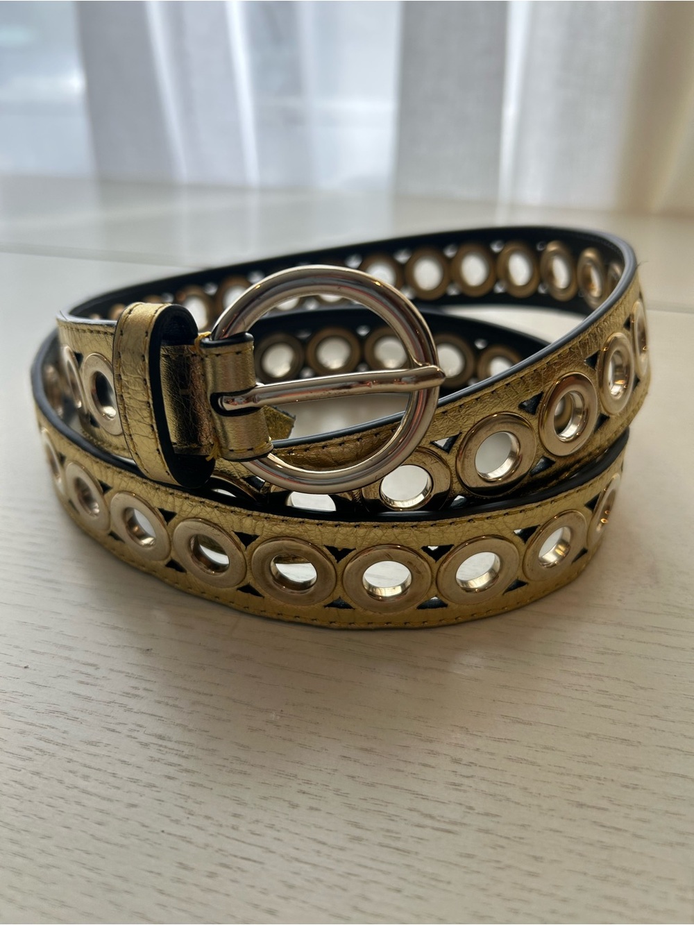 Sandro Adelia belt metallic gold grommet T3 Large